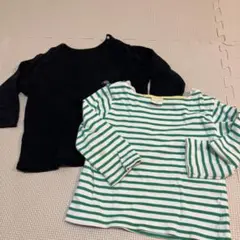 長袖Ｔシャツ 2枚セット 黒・ストライプ