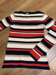 グローバルワークのリブ編みストライプ長袖セーター