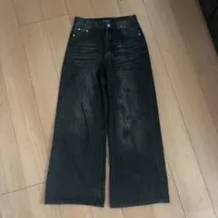 Asapmode ブラック デニム バギー 着画