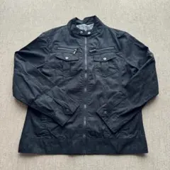 d*u様 美品 メンズ LL 黒 ミリタリー ブルゾン ジャケット スタンドカラ