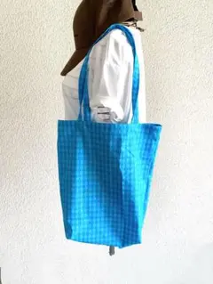 USAコットンエコバッグ　スカイブルー　ハンドメイド