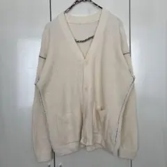 GU ジーユー Vネック長袖カーディガン　ステッチ　ワッフルニット　カーディ