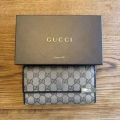 美品 GUCCI シルバーロゴ シボレザー Wホック 長財布 ブラウン - メルカリ