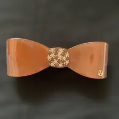ALEXANDRE DE PARIS ブラウンリボンヘアクリップ