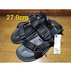 GU メタルバックルテープサンダル 27.0cm ブラック ジーユー