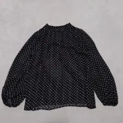 C4-4263　ドット柄長袖ブラウス　シースルー　透け感　フェミニン　M