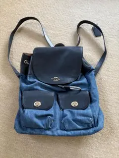 COACH ネイビー デニム バックパック