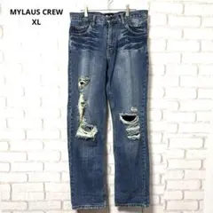 MYLAUS CREW デニム　ジーパン　ジーンズ　ダメージ加工　y2k XL