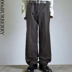 ワイドスラックス 90s Burberry モカブラウン ナイロン混紡