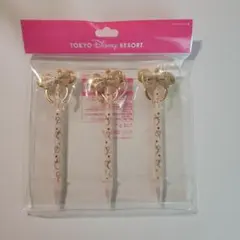新品 TDR限定品 ボールペン3本セット カチューシャ ゴールド ディズニー