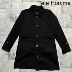 マキシ丈【TETE HOMME】ウールコート　ブラック　美品 マキシ丈【TETE HOMME】ウールコートブラック美品