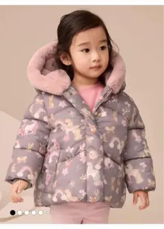 Damson Unicorn - 小雨耐性フェイクファートリム パッド入りコート