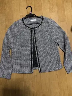 ノーカラーチェックジャケット