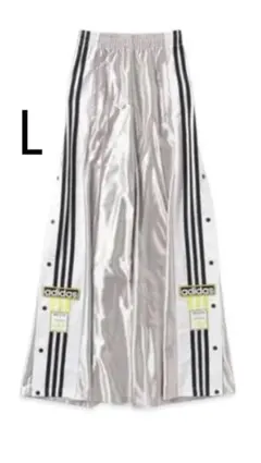 adidas ワイドパンツ 光沢シルバー Lサイズ