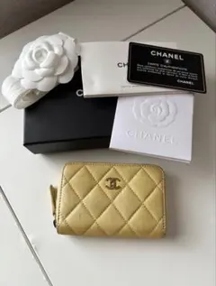 CHANEL イエロー コインケース マトラッセ ココマーク