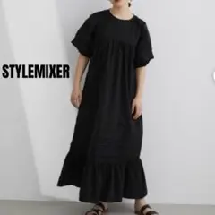 STYLEMIXER ランタンスリーブタックワンピース　ブラック黒　Mのサムネイル