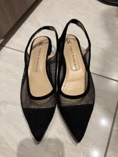 FABIO RUSCONI メッシュ フラットパンプス ブラック 38のサムネイル
