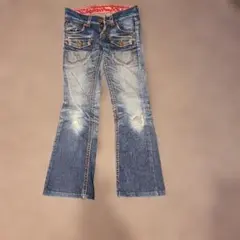 Something レディース ブーツカットデニム ダメージ加工