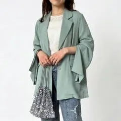 Thevon 袖スリット2wayテーラードジャケット《ミントグリーン》上品 通勤