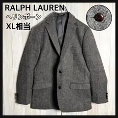 3597【ヘリンボーン・XL相当】ラルフローレン ウール テーラードジャケット