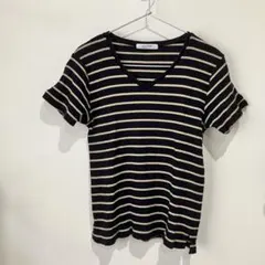 Right on ボーダー　Vネック 半袖 Tシャツ M