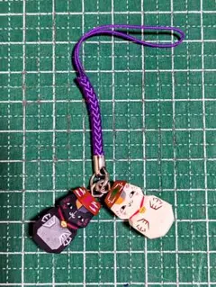 夏目友人帳 にゃんこ先生meets ミニストラップ キーホルダー 紫色 木製