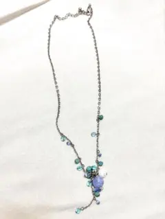 青系ビーズネックレス　ターコイズ