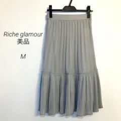♡上品系♡ グレー プリーツスカート膝丈　シフォン　柔らかい　夏スカート M