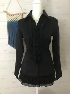 Y2K グランジ ダークコア 姫系 フリル ギャザー ストライプ ブラウス