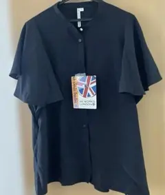 しまむら　HK WORKS LONDON 袖フレア　半袖ブラウス ブラック LL