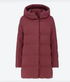 Sサイズ★美品★ユニクロのシームレスダウンショートコート★エンジ赤