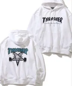 スラッシャー パーカー フーディー メンズ L 刺繍 ホワイト 新品未使用