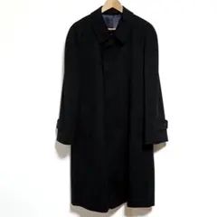 古着 カシミヤ100％ 高級比翼ステンカラーコート濃紺メンズ170 秋冬向き