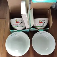 新品、SNOOPY丼ぶり茶碗２個、ボウル皿２個、計４セットのサムネイル