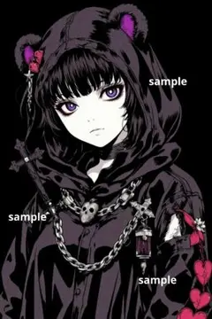（7）手描きイラスト アナログイラスト デジタルイラスト ai美女 ダーク可愛い