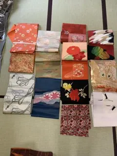 まとめ売　正絹名古屋帯15点セット 着物リメイクや手芸材料にどうぞ サービス6点