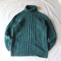 OLDGAP タートルネック コットンニットセーター アランニット 古着 M 