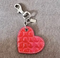 極美品　コーチ COACH チャーム キーホルダー　レッド　ハート シグネチャーのサムネイル