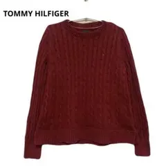 セールTOMMY HILFIGER トミーヒルフィガー　ケーブルニット　赤　ラメ
