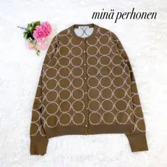 ミナペルホネン　カシミヤ　シルク混　dotwind柄　カーディガン　美品　7万越 ミナペルホネンカシミヤシルク混dotwind柄カーディガン美品7万越