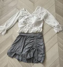 セパレート水着 ホワイト・グレー フリル