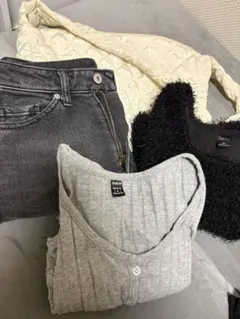 レディースファッション4点セット デニム、半袖、Tシャツ、ショルダーバッグ