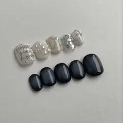 【no.49】ネイルチップ　ベリーショート　ダーク　チーク　個性派　シンプル