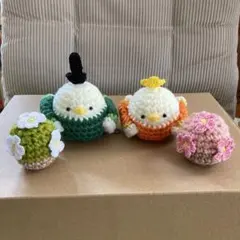 ① ひなまつり　あみぐるみ　おひなさま　鳥　小鳥　花　置物　飾り　雛人形