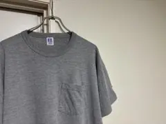 ◎ 90sヴィンテージUSA製ラッセルアスレチック無地ポケットTシャツグレー