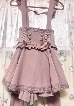 リズリサ LIZLISA レースアップサスペンダー付スカパン ピンク値札付き