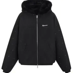 andwang Kirakira 2way fur zip up ブラック