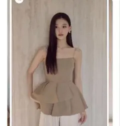Polaura ポローラ チェーン ストラップ ペプラム ニット ベアトップ
