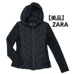 【美品】mina様 ZARA コントラストパフジャケット Mサイズ ブラック 黒