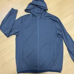 フード付きダークグレーパーカーXLポケット付き 親指穴付き